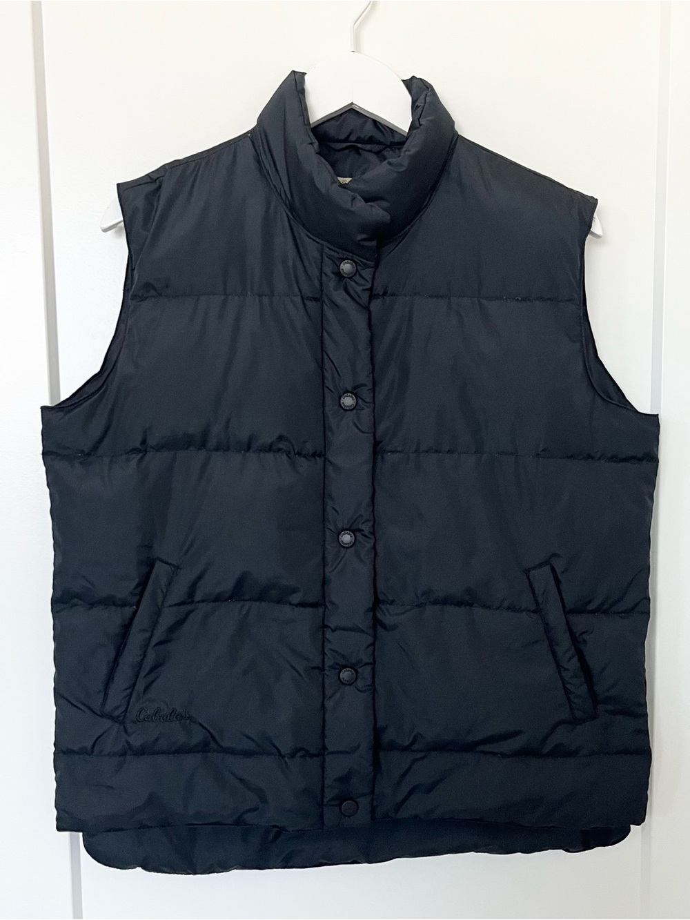 Cabela's Goose Down Puffer Vest Black Snap Close Quilted Women’s Size Medium M